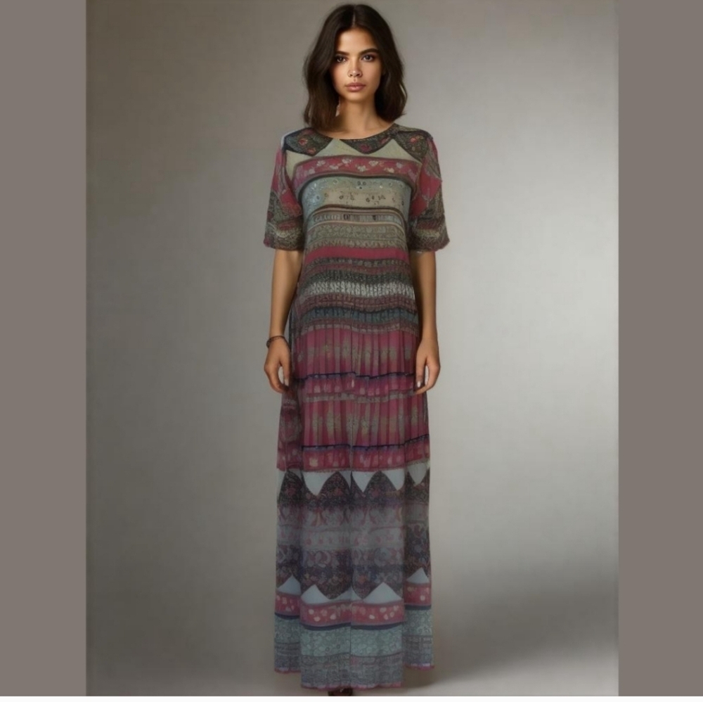 Gauze Tribal Print Maxi Dress - Picture 10 of 11
